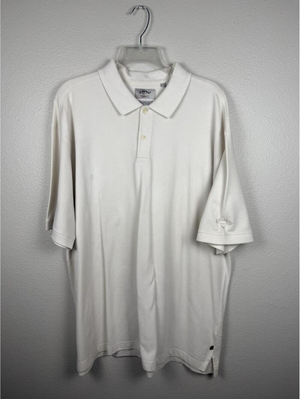 Callaway Golf Polo Shirt Mens XXL White 100% Cotton Short Sleeve Casual Polo